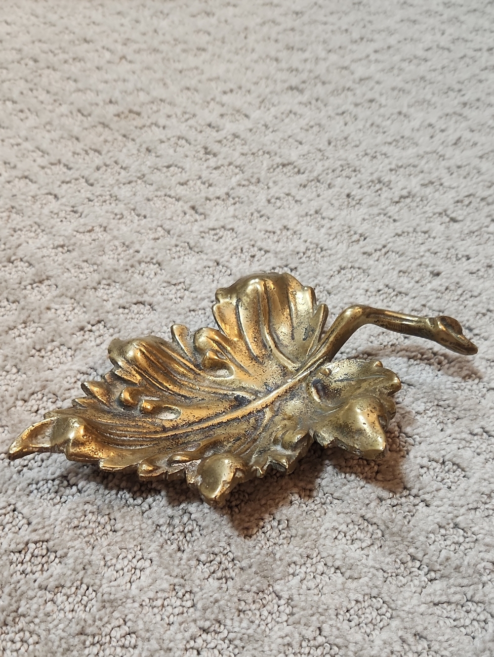 Brass Golden Leaf Decorative Sculptural Trinket Dish